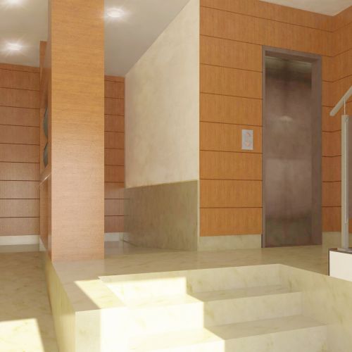 Render zonas comunes bloque de viviendas